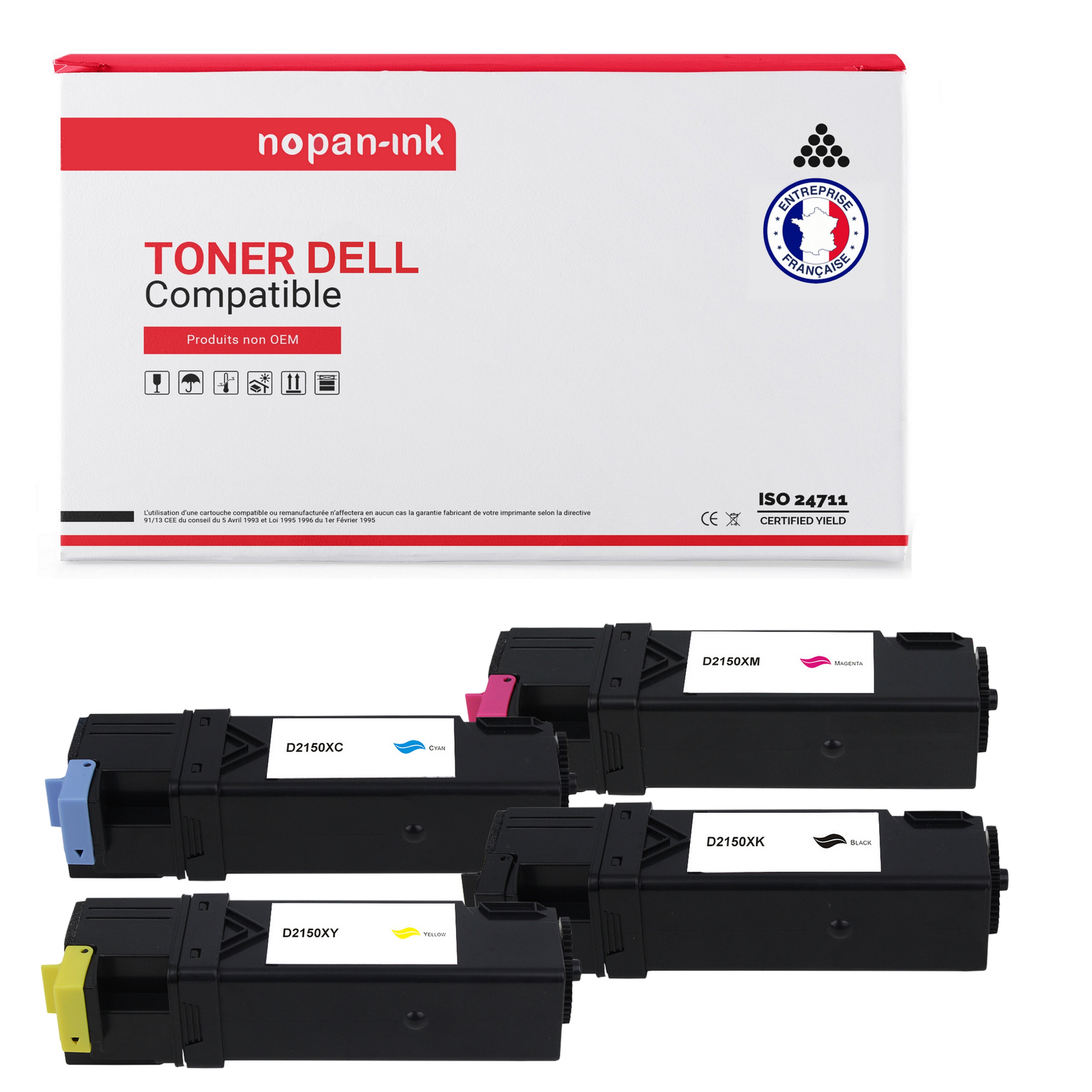 Toner Dell 593-11040 noir et couleur compatible pack de 4 cartouches Nopan-Ink