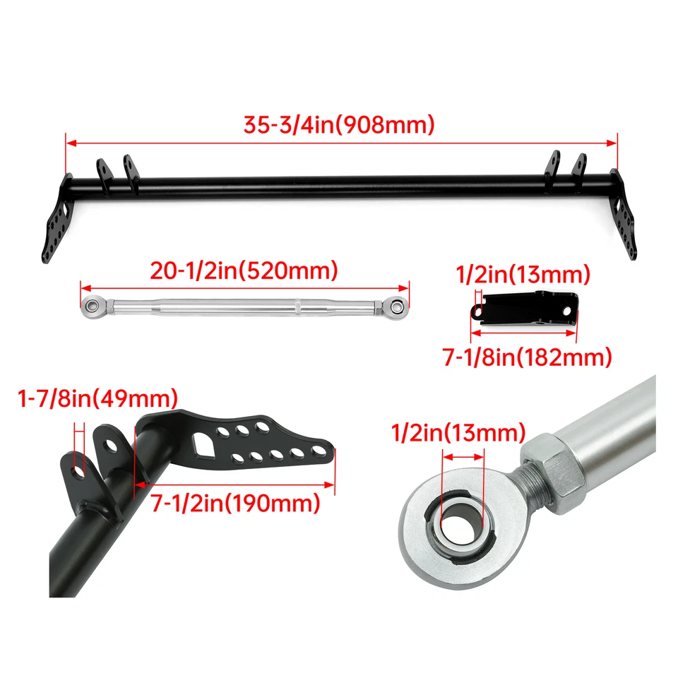 Front Traction Bar 92-00 For Honda Civic EK EG 94-01 Acura Integra For B16 B18 Foto 3 de 4