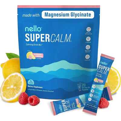 Nello Supercalm Powdered Drink Mix, Raspberry Lemonade Supplement for Relaxation