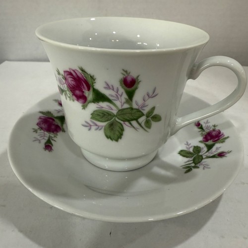 Vintage Terra Pink Fuchsia Rose Footed Tea Cup & Saucer Set~Another Day in Time! - Picture 2 of 9