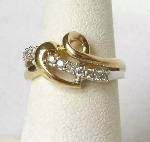 1.00Ct Round Cut Moissanite Heart Engagement Wedding Ring 14K Yellow Gold Plated - Picture 6 of 7