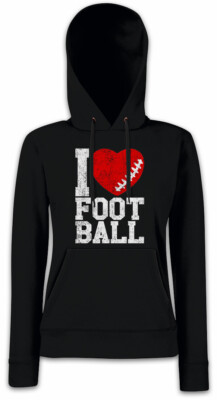 I Love Football III Damen Hoodie Sweatshirt Hearts Heart Love Addicted Ball Foot