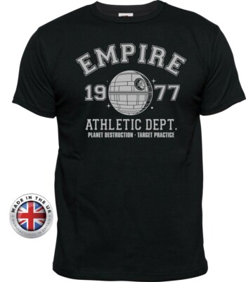 Star Wars Tshirt Empire 1977 Athletic Dept Death Star T-Shirt. Unisex oder tailliert