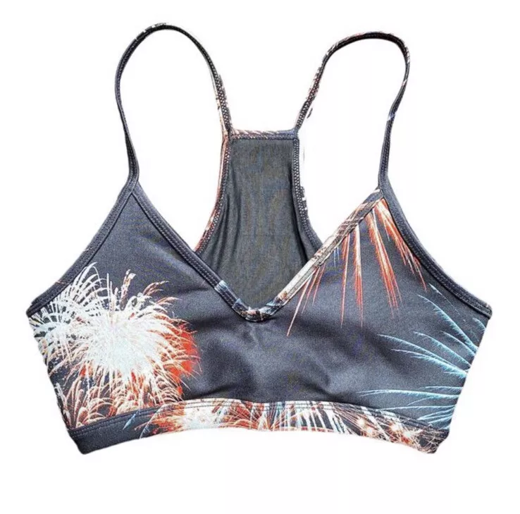 GOOD AMERICAN Black Barely There Fireworks Bra Activewear Sports