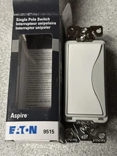 NEW Eaton 9515WS Aspire 20 Amp Designer Light Switch, Single Pole, White Satin