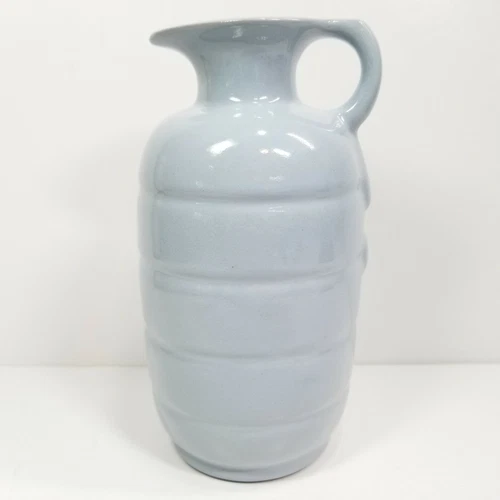 Frankoma Pottery Pale Blue Pitcher Jug Vase Ringed 831 Honey Syrup