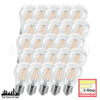 25Er Pack E27 Led Filament Birne 3-Step-Dimmbar A60 - 6W (= 80W) 2700K Warmweiß