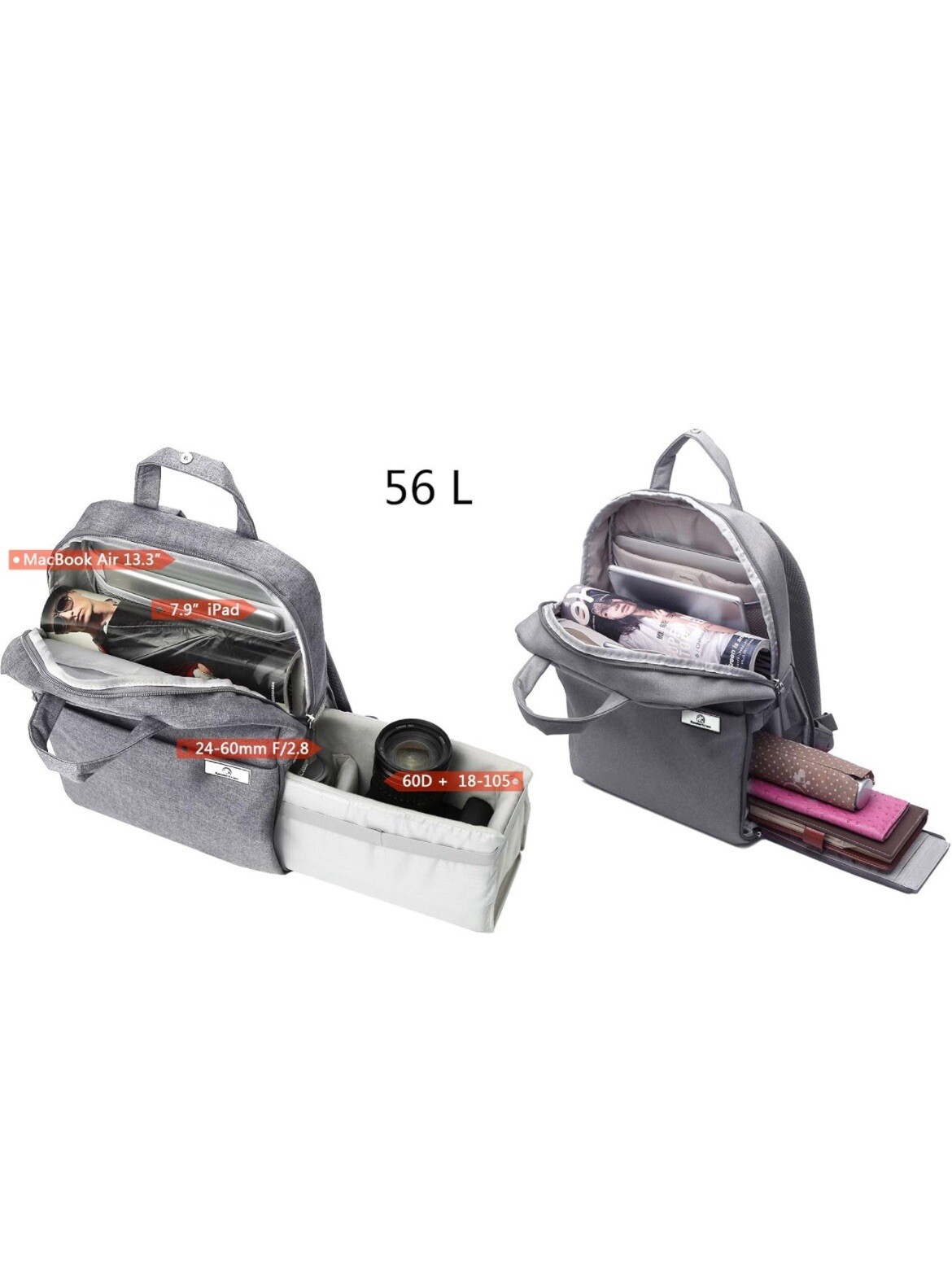 Koolertron Gray Waterproof Camera Backpack Laptop… - image 8