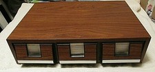 Vintage 42 Space 3 Drawer Dark Wood Cassette Tape Storage Case Holder CLEAN