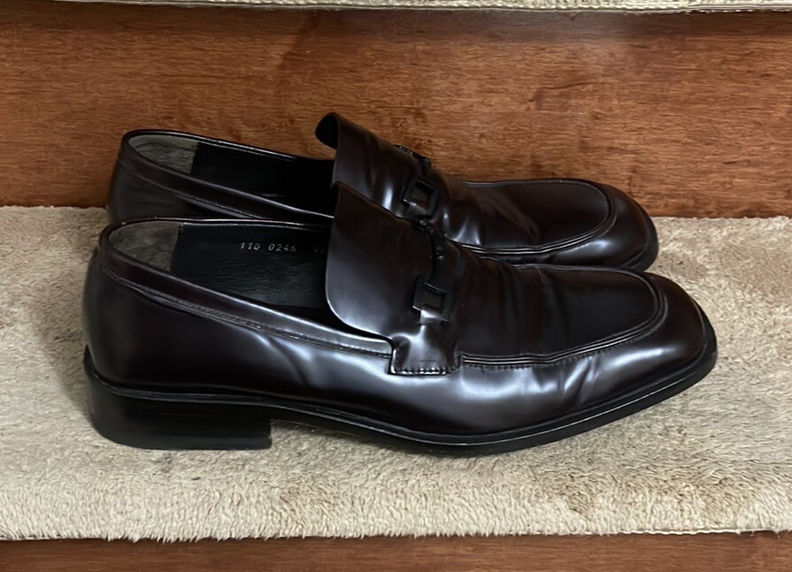 Authentic Gucci Brown Loafers Slip Ons Glossy Finish SZ 12D Excellent Condition