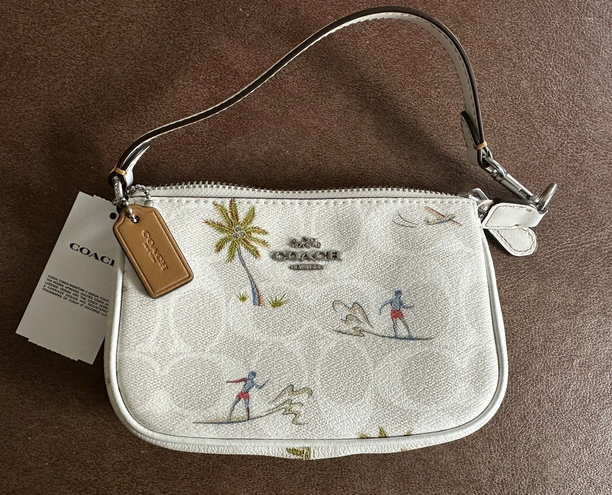 COACH CK385 HULA PRINT NOLITA 15 BAG in SILVER/GLACIER White