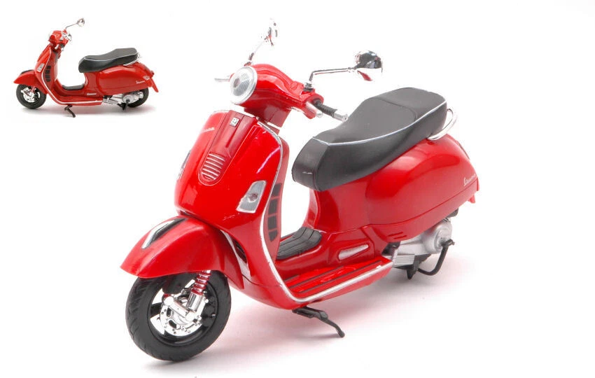MODELLINO MOTO NEW RAY STATICO PIAGGIO VESPA GTS 300 SUPER 2008 ROSSO SCALA 1:12 - Immagine 2 di 4