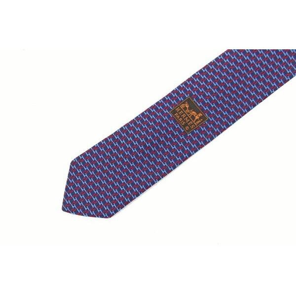 HERMES Neck tie Silk Navy Logo japan seller N1214 35 Made in