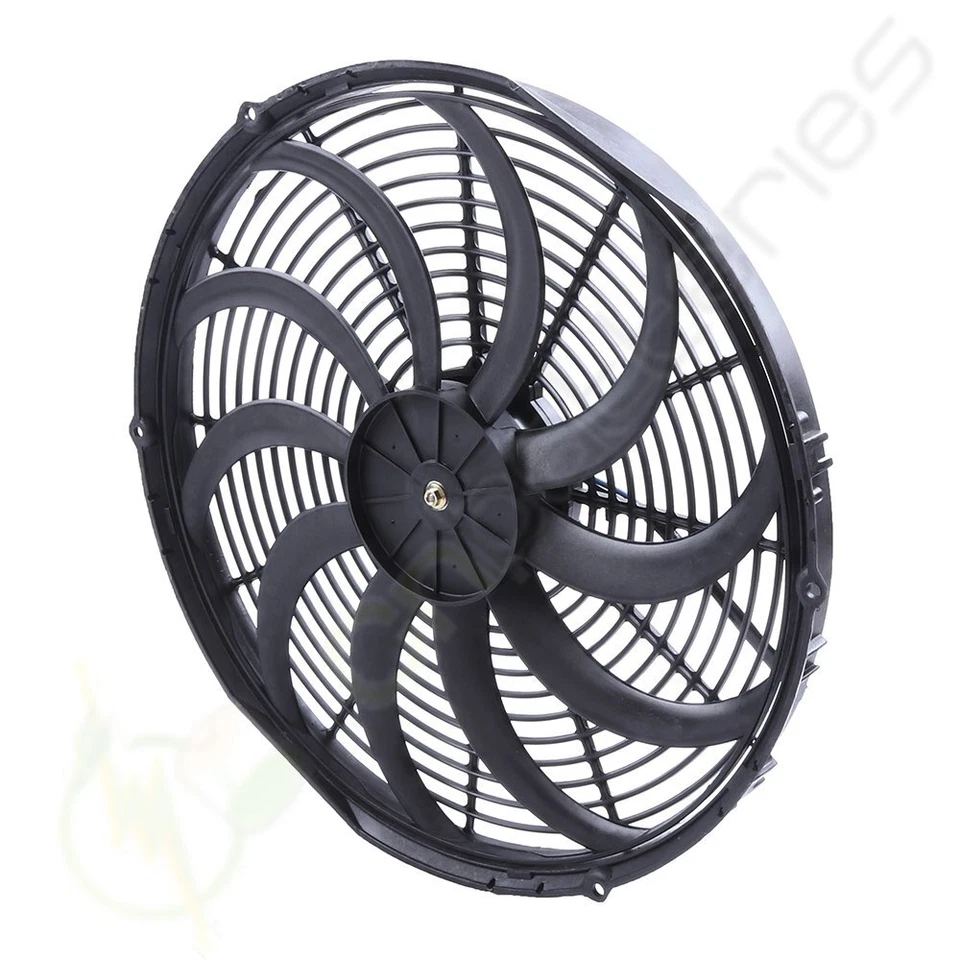 2X Ventilador de refrigeración condensador radiador universal de 16 pulgadas para Hyundai Genesis Kia Rio Foto 4 de 4