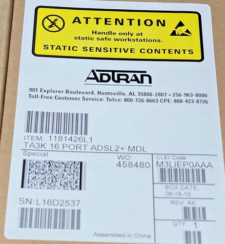 ADTRAN, 1181426L1, M3LIEP0AAA, TA3000 SERIES 16-PORT ADSL2+ MDL, NEW IN BOX - Picture 3 of 20