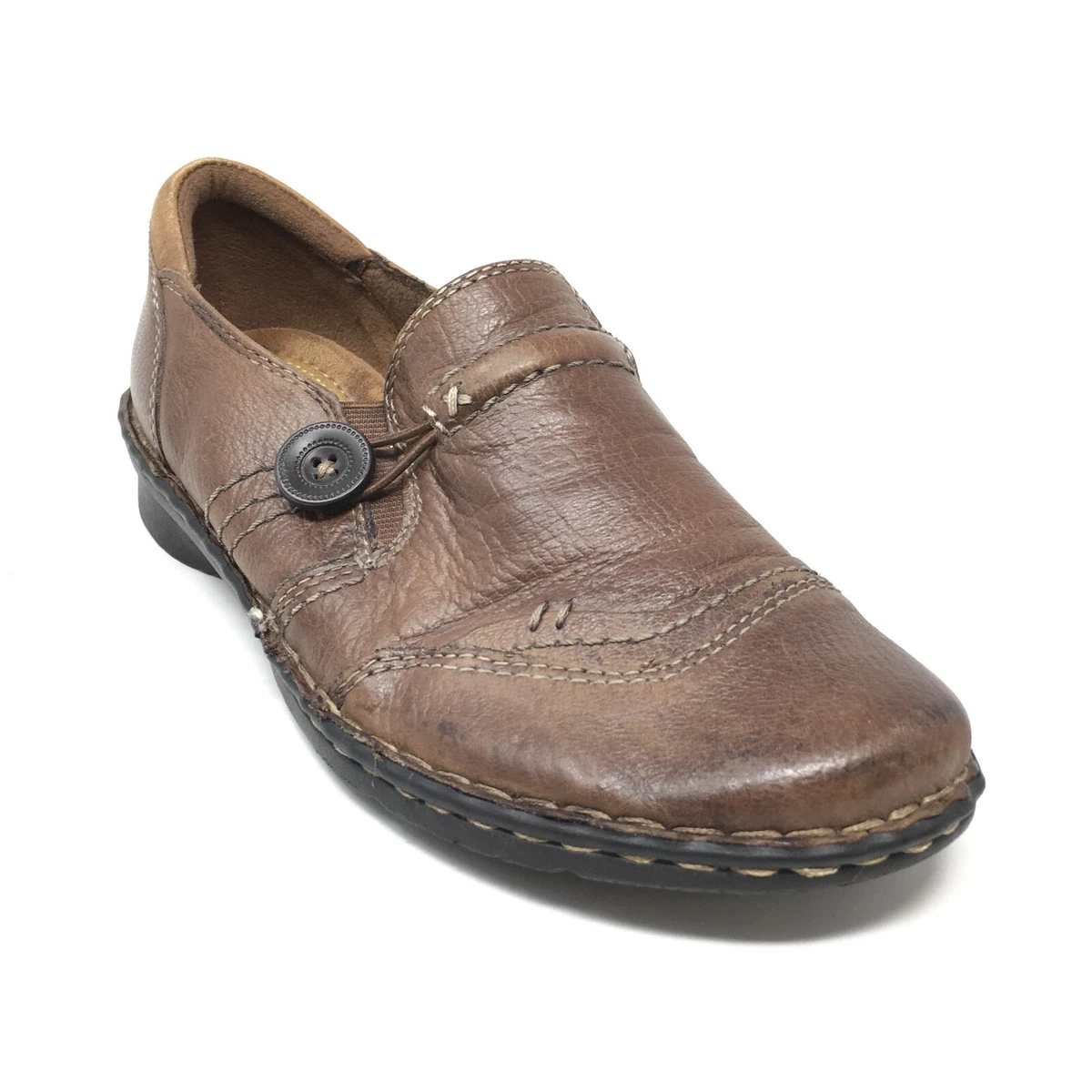 Women s Earth Origins Marietta Casual Loafers Clogs Shoes Size 7 Brown Leather