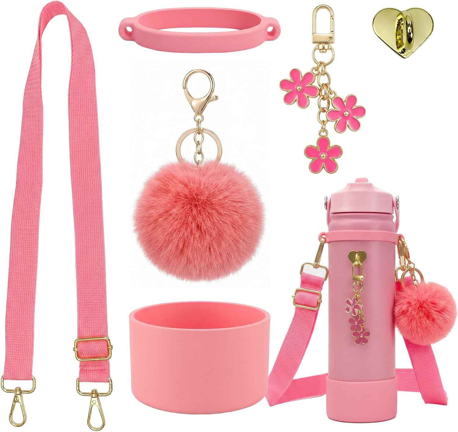 Accessories Set,including Water Bottle Shoulder Strap,sil