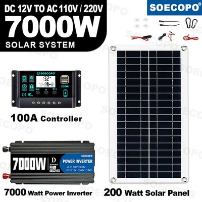 7000W Complete Solar Panel Kit Solar Power Generator 100A 110V/220V Home Systeyj