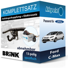 BRINK Anhängekupplung abnehmbar und TOWTEC E-Satz 13polig für Ford C-Max 03- neu