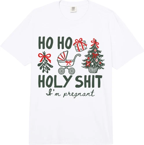 Pregnant Christmas Comfort Colors Adult Heavyweight T-Shirt - product listing photo