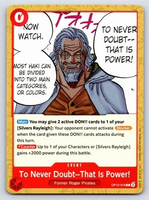One Piece - OP12-016 - To Never Doubt--That Is Power! - C - US Seller