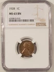 1928 LINCOLN CENT - NGC MS-63 BN