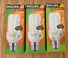 Job Lot 3 Philips Genie 11W Bayonette Fit Energy Saving Light Bulbs