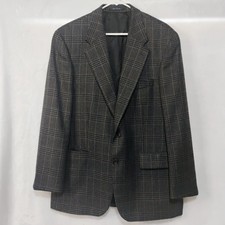 Vtg Chaps Ralph Lauren Mens 42R Dark Plaid Wool Blazer Sport Coat Jacket Canada