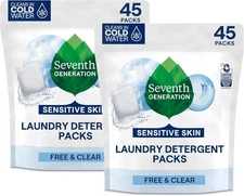 Seventh Generation Laundry Detergent Packs, Free & Clear, 90 Loads (2... 