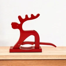 Christmas Holiday Red Reindeer Nutcracker Metal Nut Cracker Scandinavian Style
