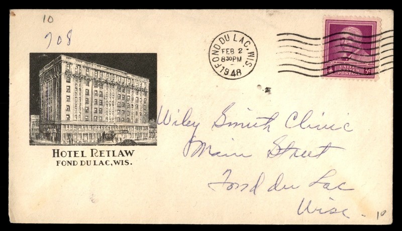 Mayfairstamps US 1948 Wisconsin Fond du Lac hotel to city Cover cca_10305