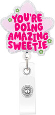 Cute and Funny Nurse Badge Reel, Retractable Nursing Social Worker Badge Reel Ac