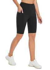 Unbranded Women's High Waisted Ultra Soft Leggings Biker Shorts Black Fots LG-XL