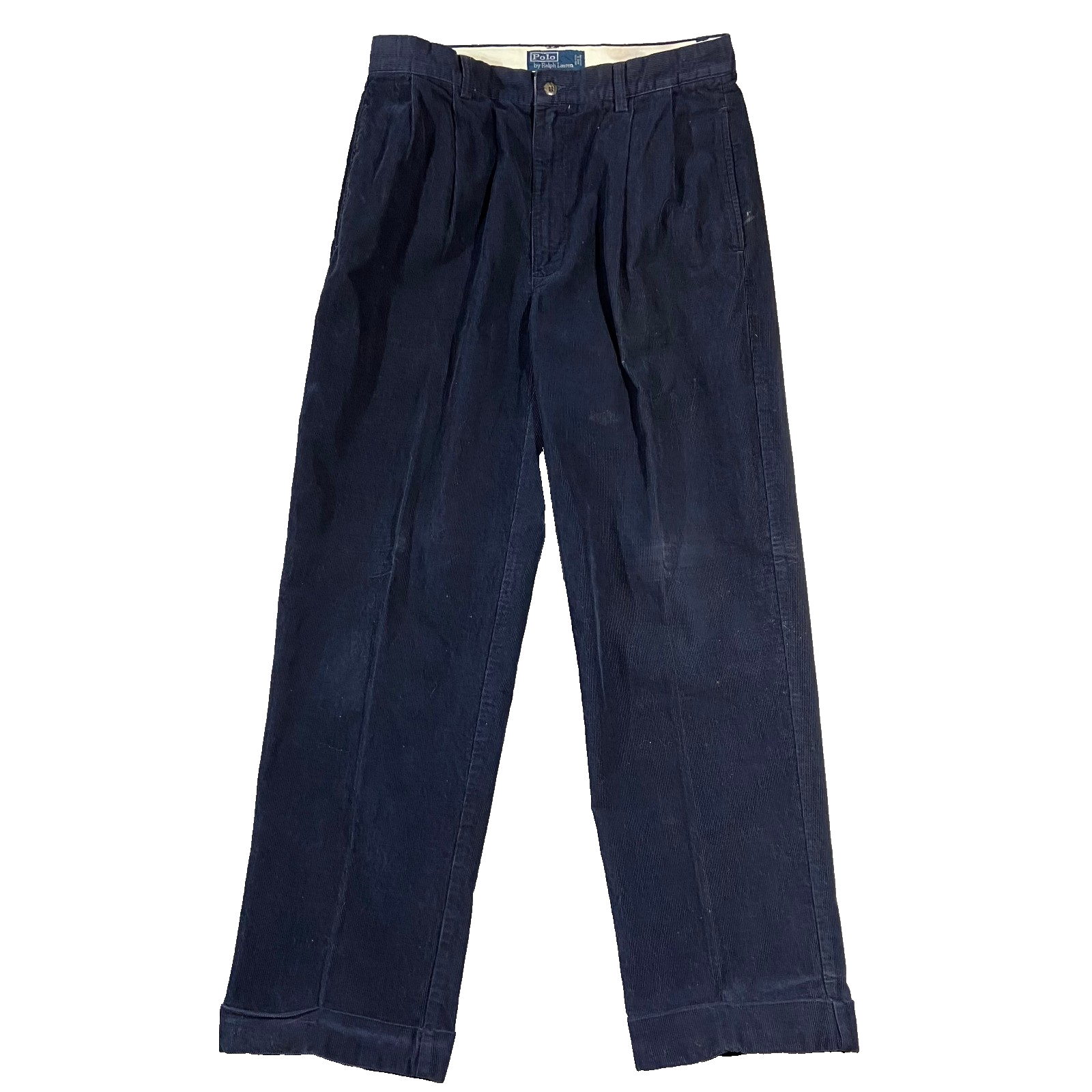 Polo Ralph Lauren Pants Mens 33x30 Blue Corduroy Hammond Pleated Classic Vintage
