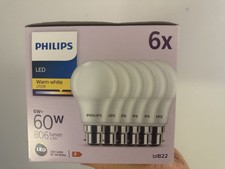 Philips CorePro LED Bulbs B22 8W 2700K Warm White – 6 Pack GLS