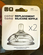 Comotomo Replacement Silicone Bottle Nipples Slow Flow 0 Months, 2-Pack