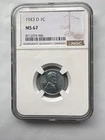 1943-D Lincoln Steel Cent : NGC MS67 Brilliant Bright color new holder
