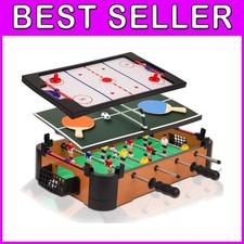 Colorful 3-in-1 Game Table - Air Hockey, Foosball, and Table Tennis for Kids