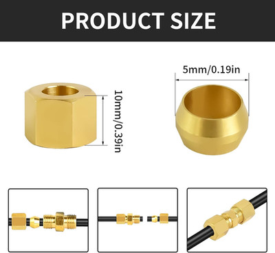 High Pressure Compression Fitting Kit - 3/16 Inch Tube Union, Brass Compressi...