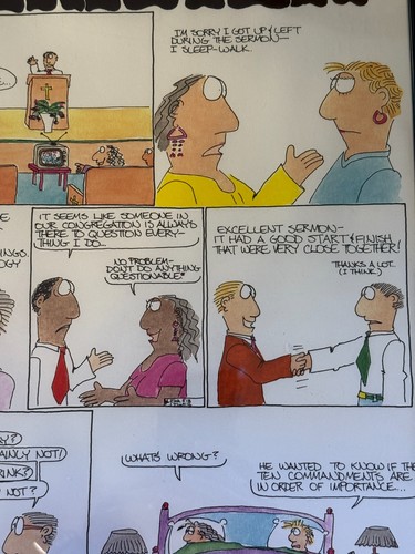 Vtg 1995 Original Cartoon Art Jim Beran "Why I Love Being a Minister" Framed - Picture 4 of 10