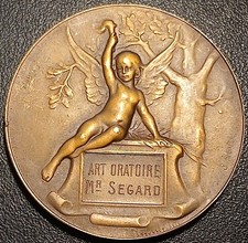 Medalla De Bronce Arte Oratorio ART ORATOIRE B L. Hercule y S. Revel