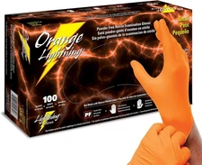 Atlantic Safety Products Orange Lightning Small Exam Gloves, Disposable