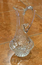 AMERICAN BRILLIANT CRYSTAL FROSTED ROSE 7.5" CRUET DECANTER EWER Cut Glass EUC