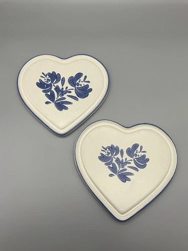 Vintage Pfaltzgraff Yorktowne Heart Shaped Trivet set of 2