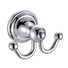 ECOSPA Double Robe Towel Hook Chrome Bathroom Cloakroom Hanger Wall Door Mounted