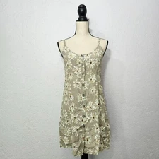 Y2K khaki and white floral mini sundress