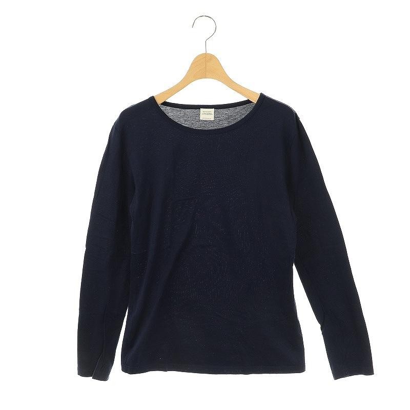 Veritecoeur Cotton Long Sleeve Top Navy Cut and Sew Ladies F Size Used