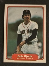 1982 Fleer Bob Ojeda Baseball Rookie Card (RC) #301 Red Sox Pitcher FR Bad Edge. rookie card picture