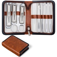Manicure Kit for Women, 9 Pcs Compact Carbon Steel Nail Grooming Kit with Cas...