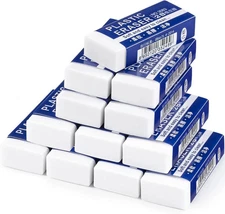 12 Pack Pencil Erasers, Large White Erasers for School, Art Erasers